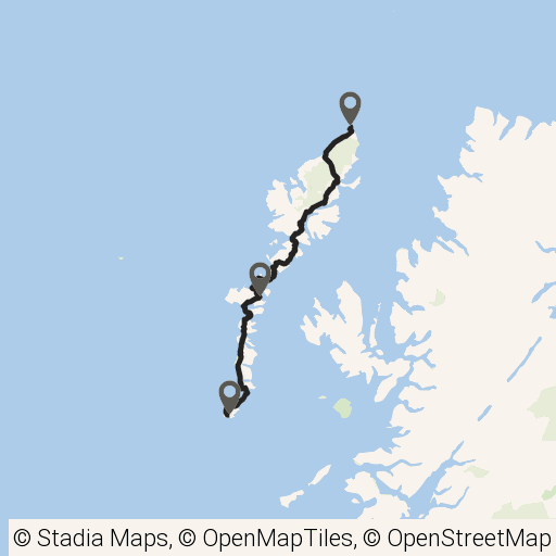 Map of The Atlantic Island Chain route in Outer Hebrides, Scotland