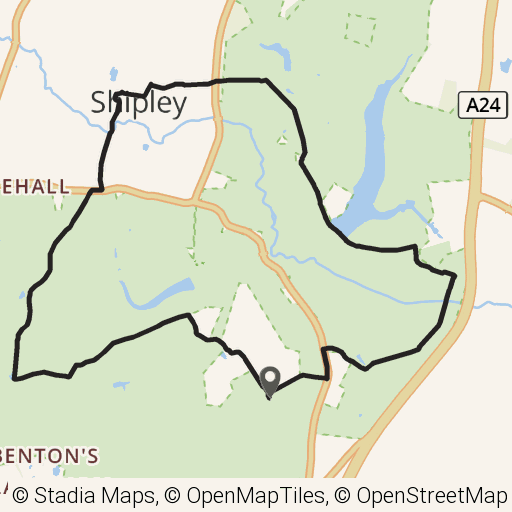 Map of Knepp Castle Walk route in West Sussex, England