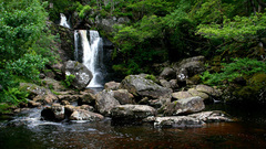 Inversnaid Waterfall near Loch Lomand, beside the West Highland Way, Scotland.